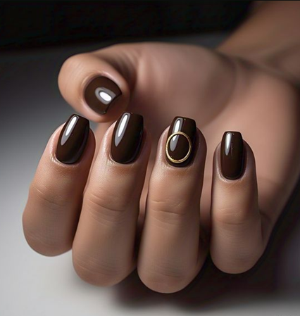 gold & brown nails