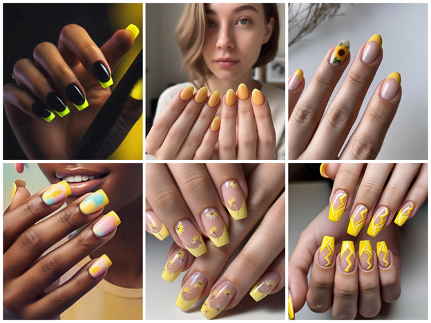 yellow french tip nails