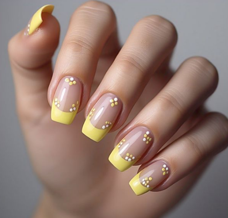 yellow french tip nails