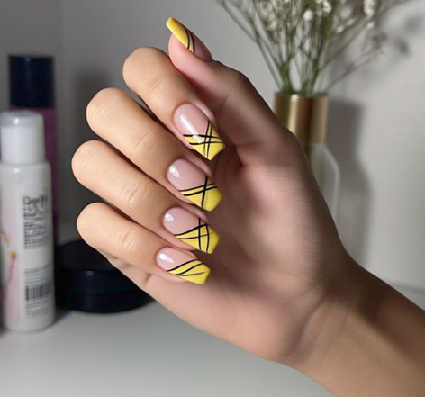 yellow french tip nails