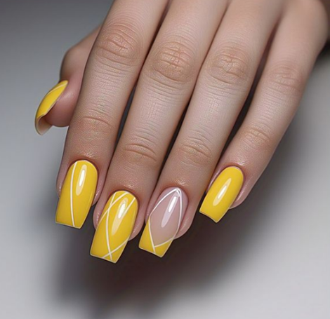yellow french tip nails
