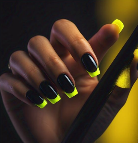 yellow french tip nails
