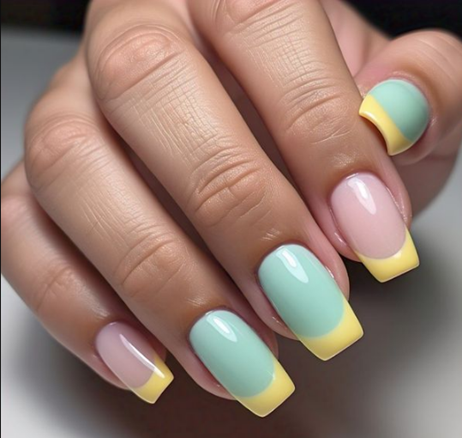 yellow french tip nails
