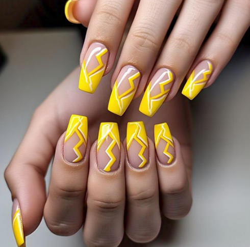 yellow french tip nails