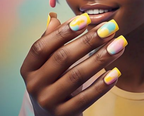yellow french tip nails