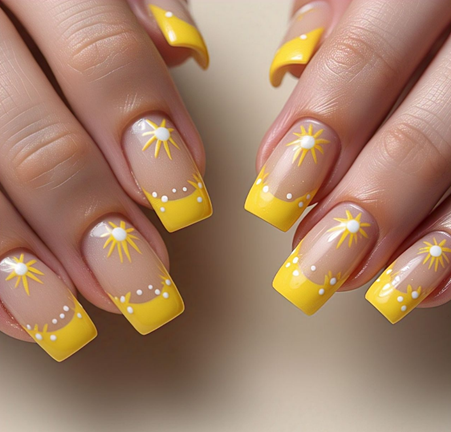 yellow french tip nails