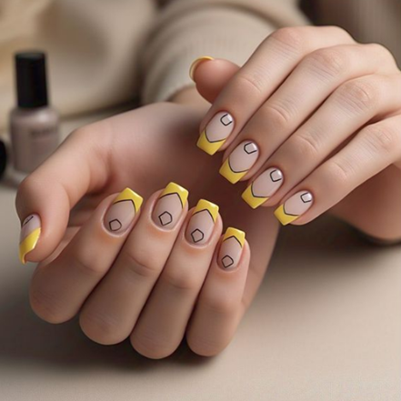 yellow french tip nails