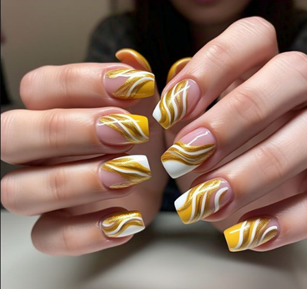 yellow french tip nails