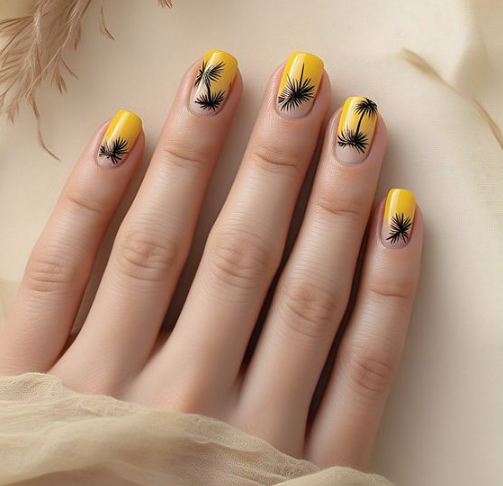 yellow french tip nails