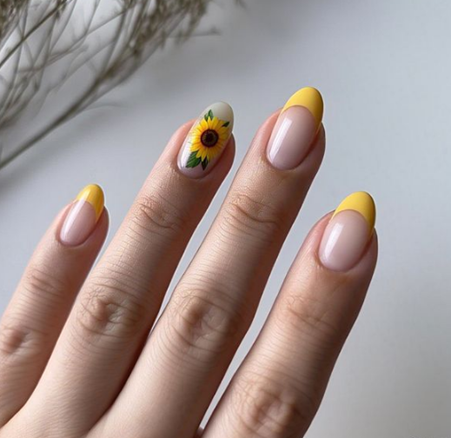 yellow french tip nails