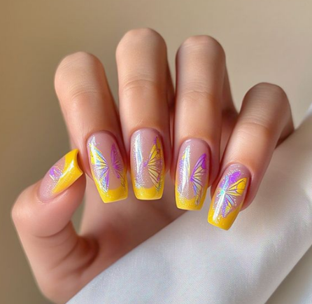 yellow french tip nails