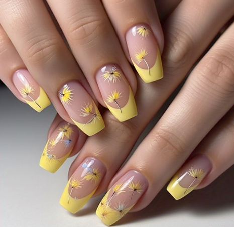 yellow french tip nails