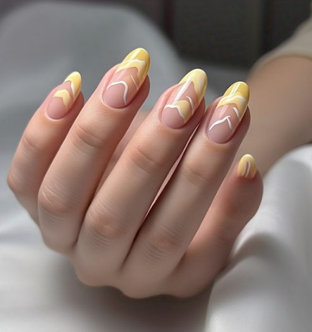 yellow french tip nails