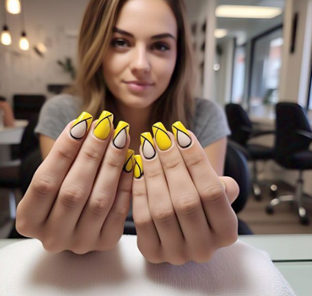 yellow french tip nails