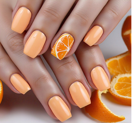 light orange nails
