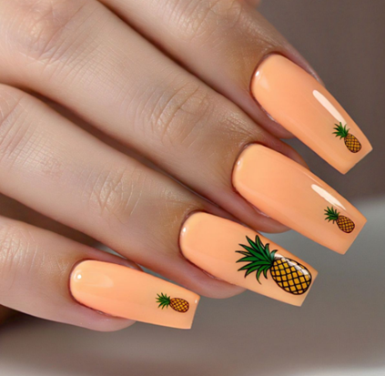 light orange nails