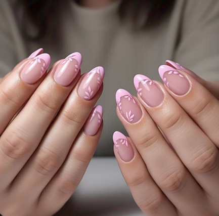 light pink french tip nails