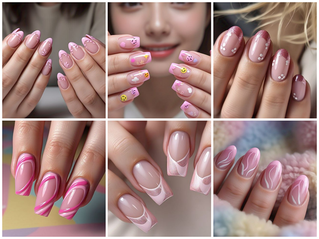 light pink french tip nails