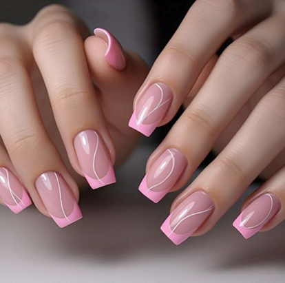 light pink french tip nails