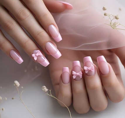 light pink french tip nails