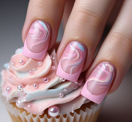 light pink french tip nails