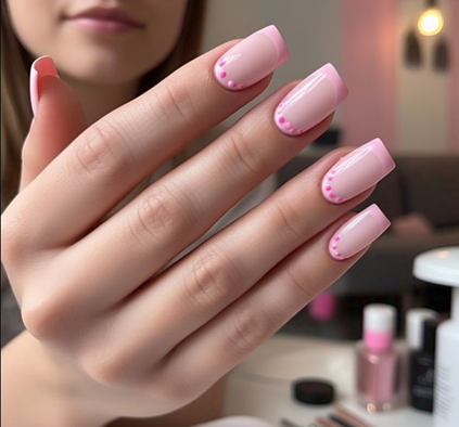 light pink french tip nails