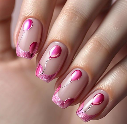 short pink & light pink nails