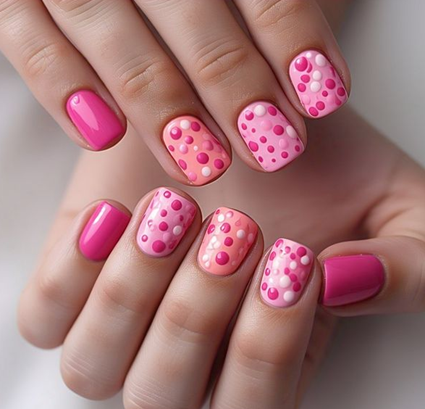 short pink & light pink nails