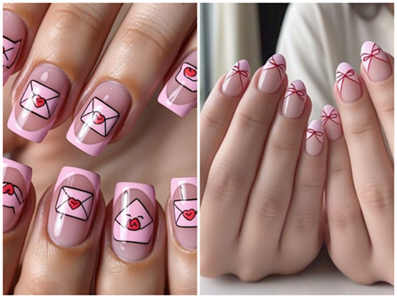 short pink & light pink nails