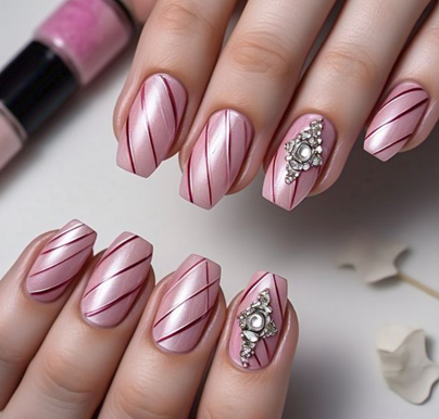 short pink & light pink nails