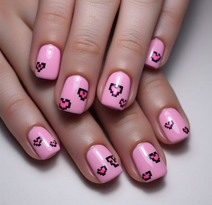 short pink & light pink nails