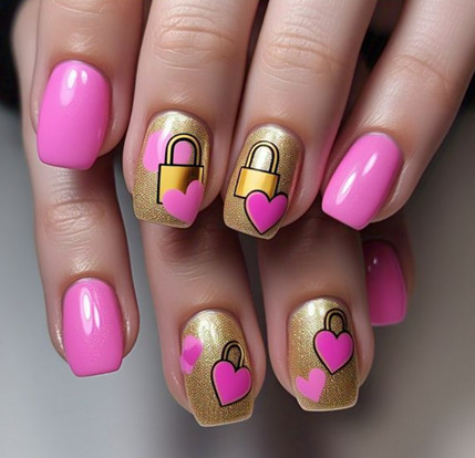 short pink & light pink nails