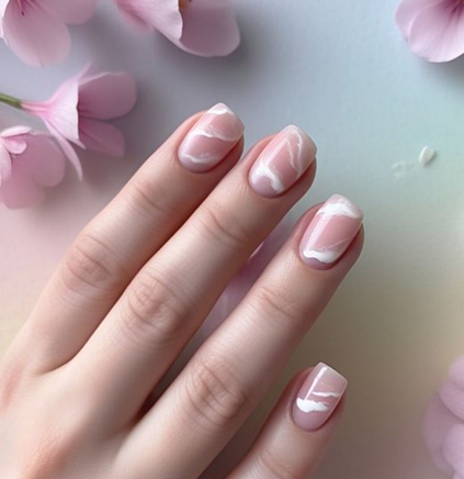 short pink & light pink nails