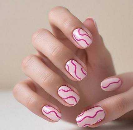 short pink & light pink nails