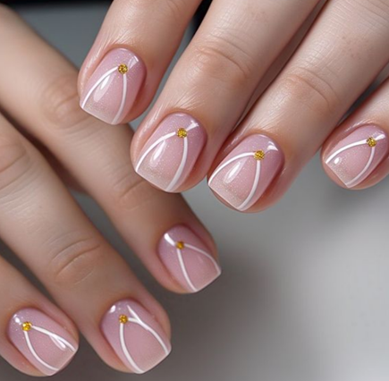 short pink & light pink nails