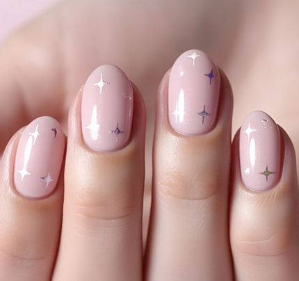 short pink & light pink nails
