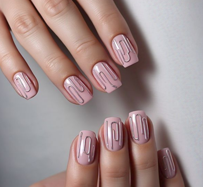 short pink & light pink nails