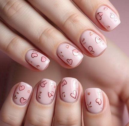 short pink & light pink nails