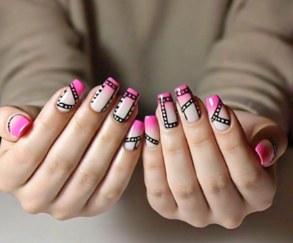 Pink & White Ombré Nails: