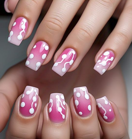 Pink & White Ombré Nails:
