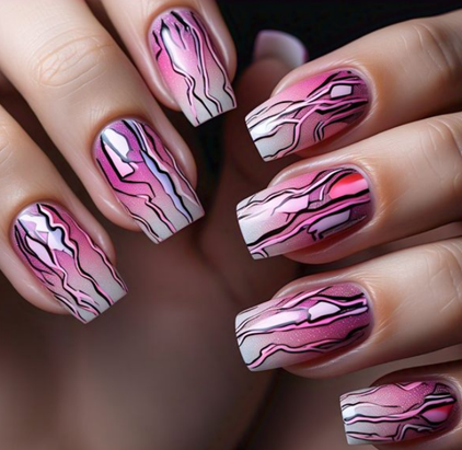 Pink & White Ombré Nails:
