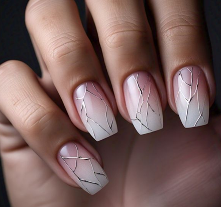 Pink & White Ombré Nails: