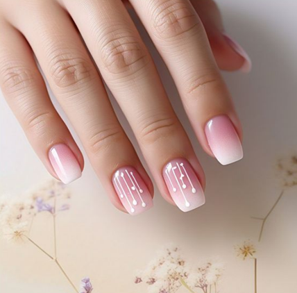 Pink & White Ombré Nails: