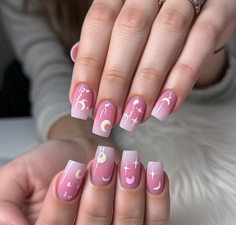 Pink & White Ombré Nails: