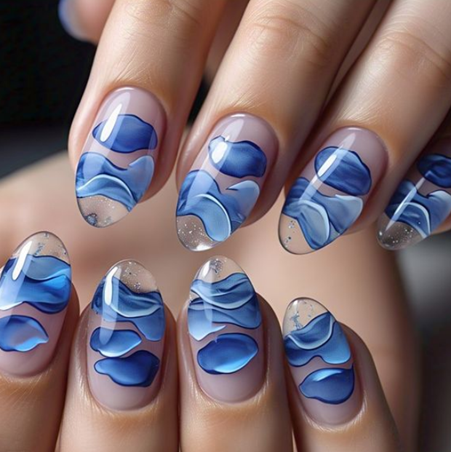 blue flower nails