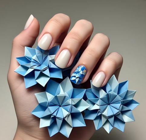 blue flower nails