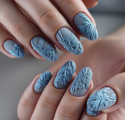 blue flower nails