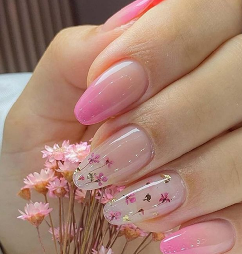 pink almond nail