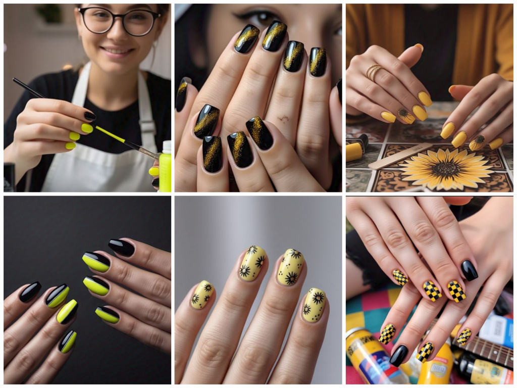 black & yellow nails 16 jaw dropping designs to unleash (17)