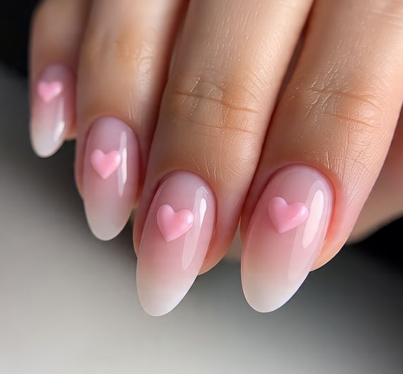 pink valentine’s nails